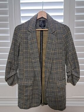 LDynamite Glen Plaid Blazer - Black & Yellow
